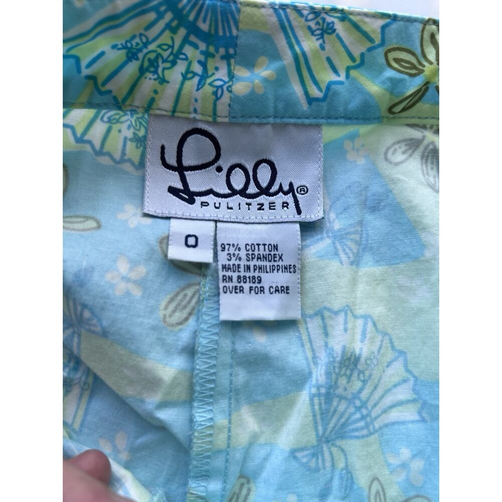 Lilly Pulitzer Women’s Capri Pants Size‎ 0 Blue Fan Japanese Lightweight #1481 - Picture 2 of 6